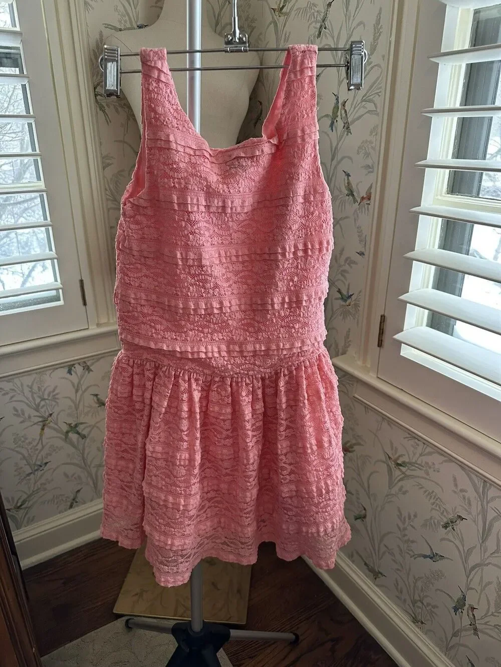 Gap Kids Girls Lace Dress Coral Pink size 8 Fully lined Drop Waist